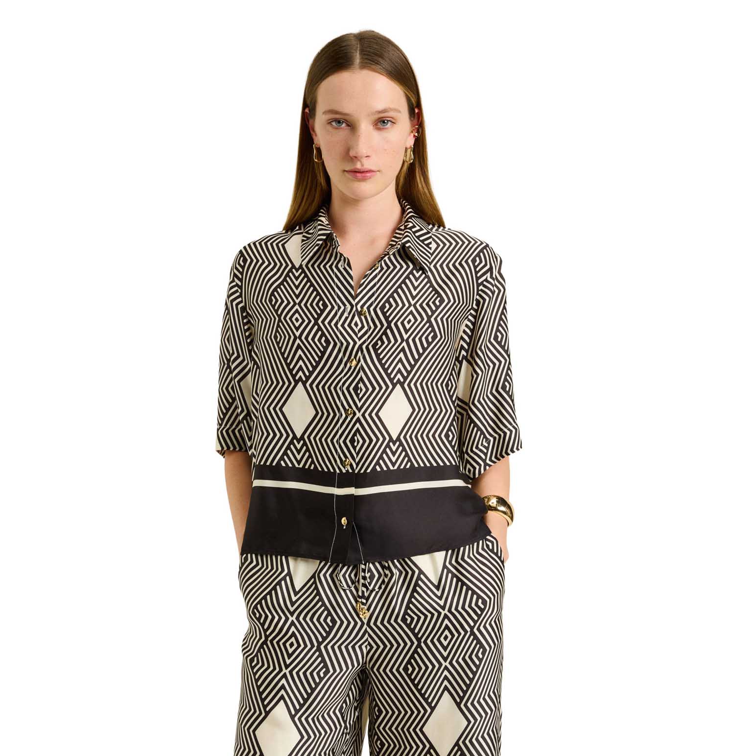 Veronika Maine Geo Tile Border Shirt